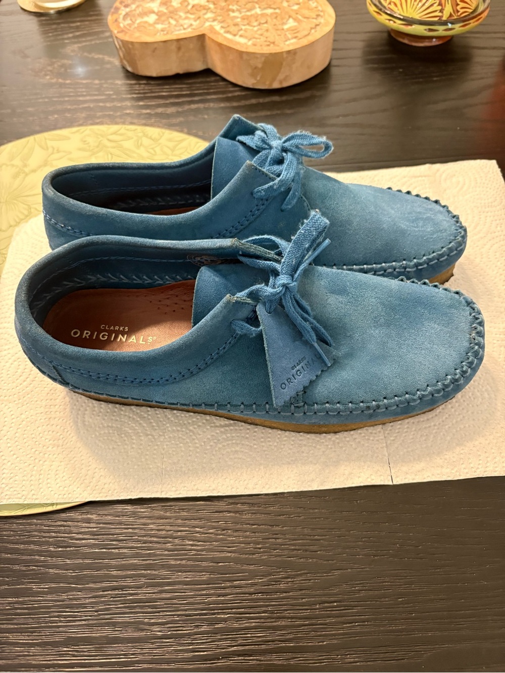 Men’s Blue Suede Wallabee Moccasin